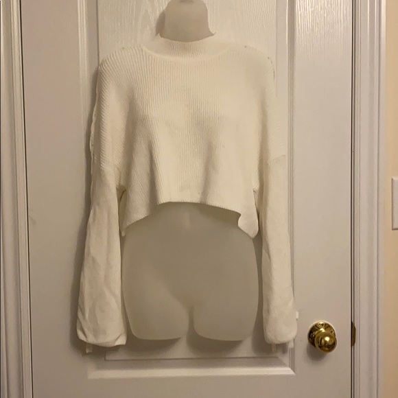 Wilfred Ribbon Sleeve Crop Sweater - Picture 1 of 7